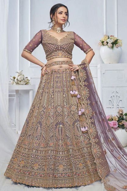 Purple Colour Soft Net Embroidery Lehenga Choli