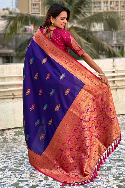 Purple Colour Soft Silk Meenakari Work Traditional Saree VSSD1113582