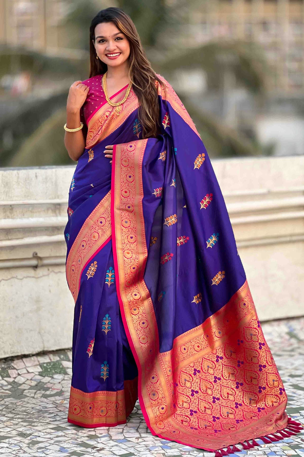 Purple Colour Soft Silk Meenakari Work Traditional Saree VSSD1113582