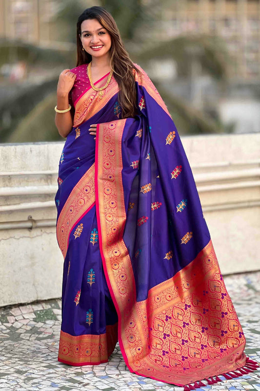Purple Colour Soft Silk Meenakari Work Traditional Saree VSSD1113582