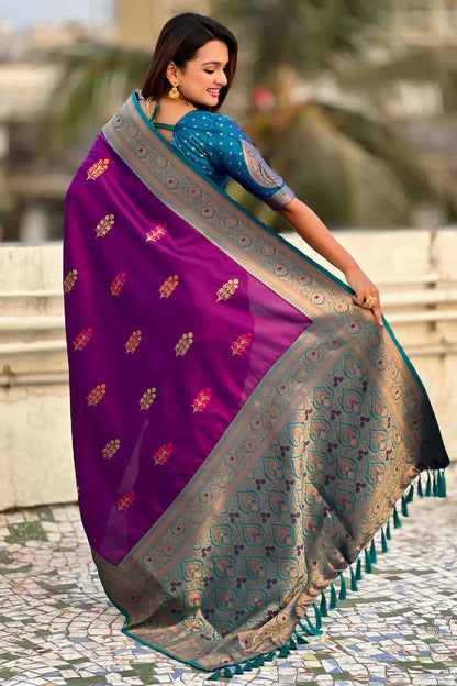 Purple Colour Soft Silk Meenakari Work Traditional Saree VSSD1113586