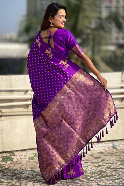 Purple Colour Soft Silk Traditional Saree