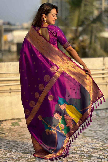 Purple Colour Soft Silk Traditional Saree