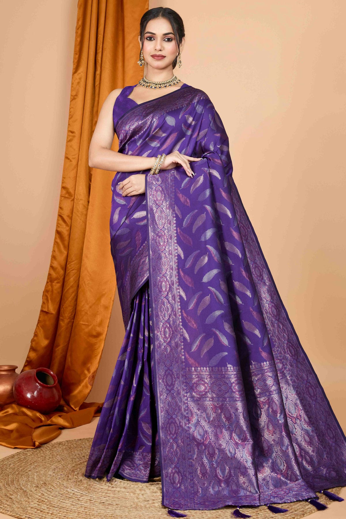 Purple Colour Soft Silk Woven Work Traditional Saree VSSD1113546