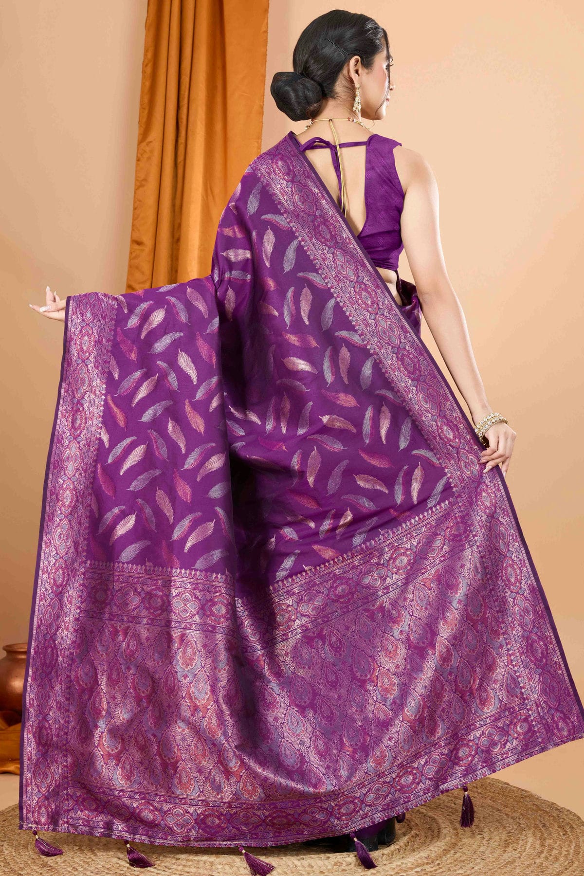 Purple Colour Soft Silk Woven Work Traditional Saree VSSD1113551