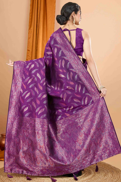 Purple Colour Soft Silk Woven Work Traditional Saree VSSD1113551