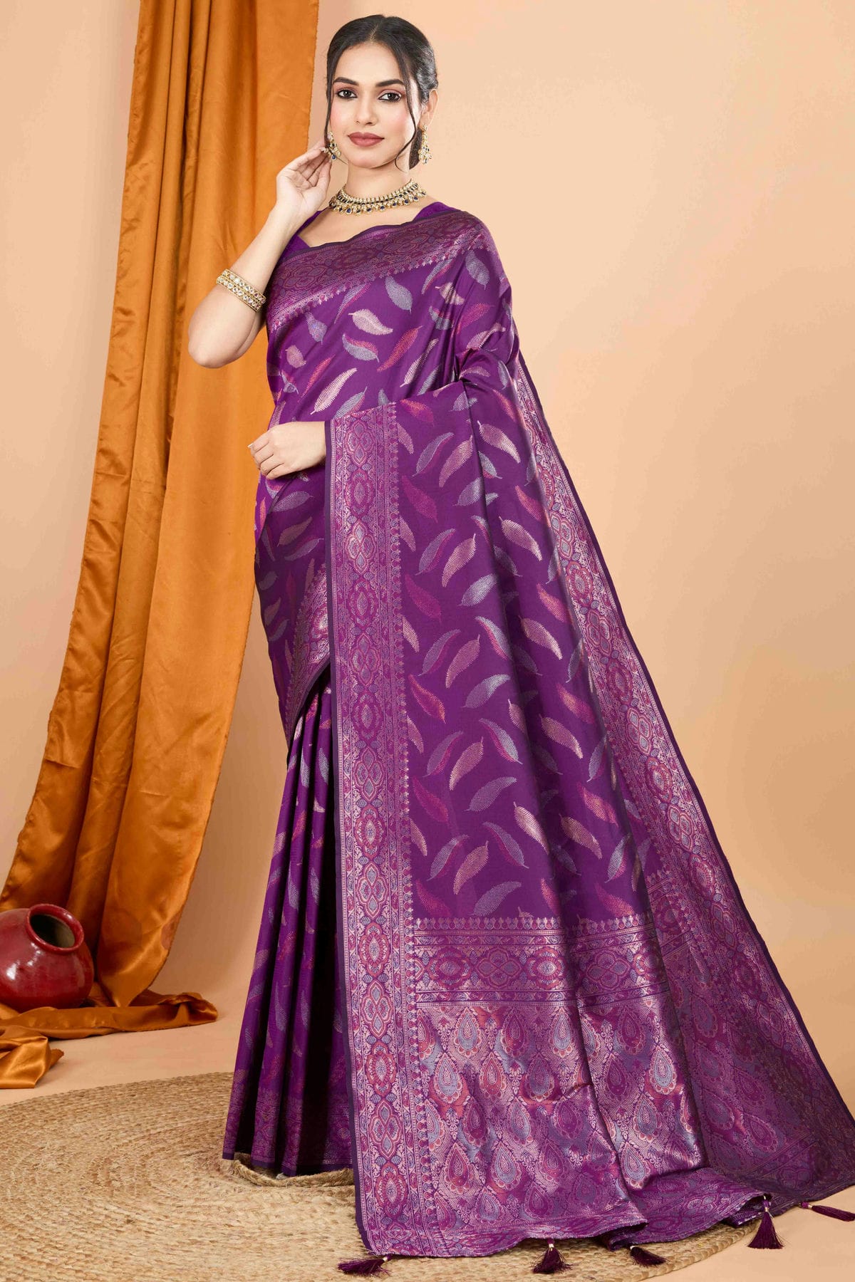Purple Colour Soft Silk Woven Work Traditional Saree VSSD1113551