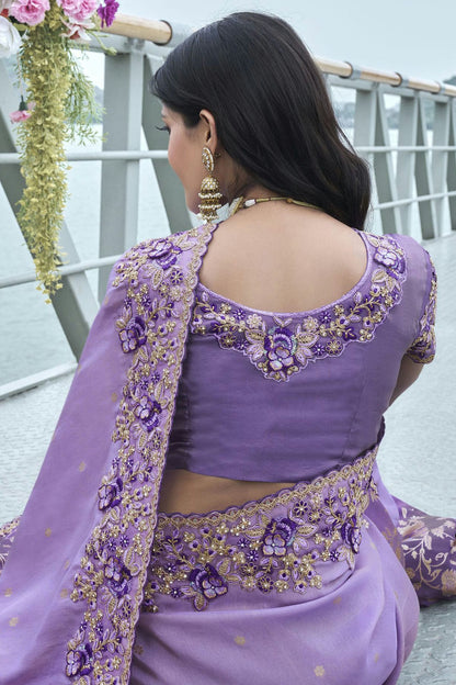 Purple Colour Tissue Silk Designer Saree