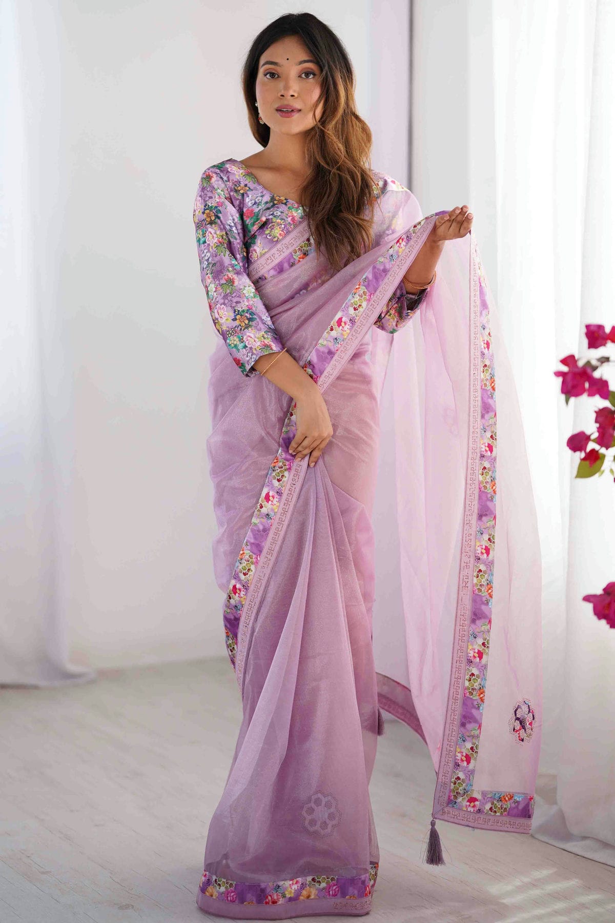 Purple Colour Twill Net Desginer Saree VSSD1113839