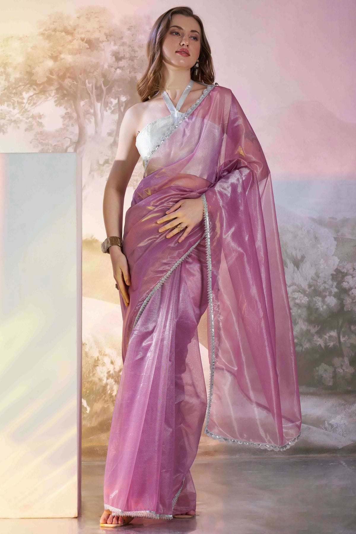 Purple Colour Twill Net Designer Saree VSSD1113021