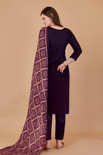 Purple Colour Unstitched Banarasi Jacquard Fabric Straight Suit VSUS1160984