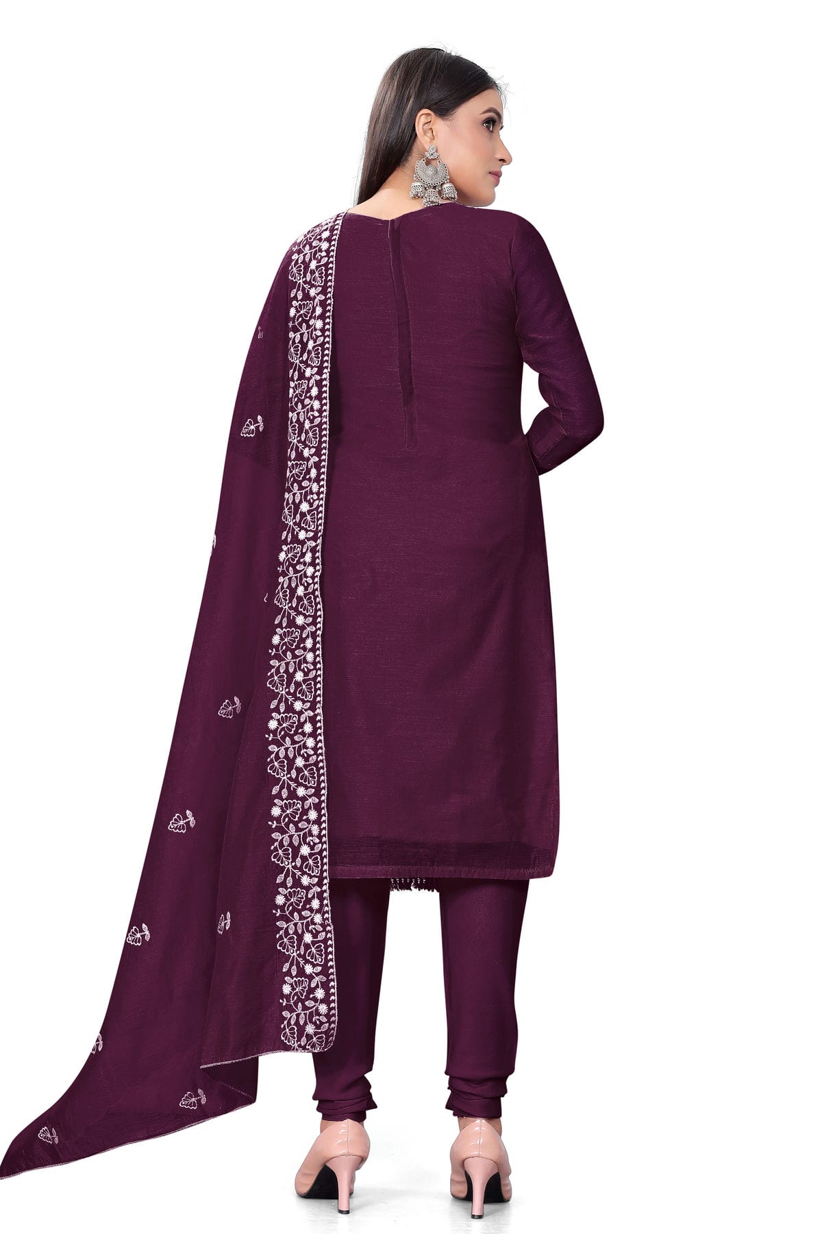 Purple Colour Unstitched Chanderi Cotton Churidar Suit VSUS1160688