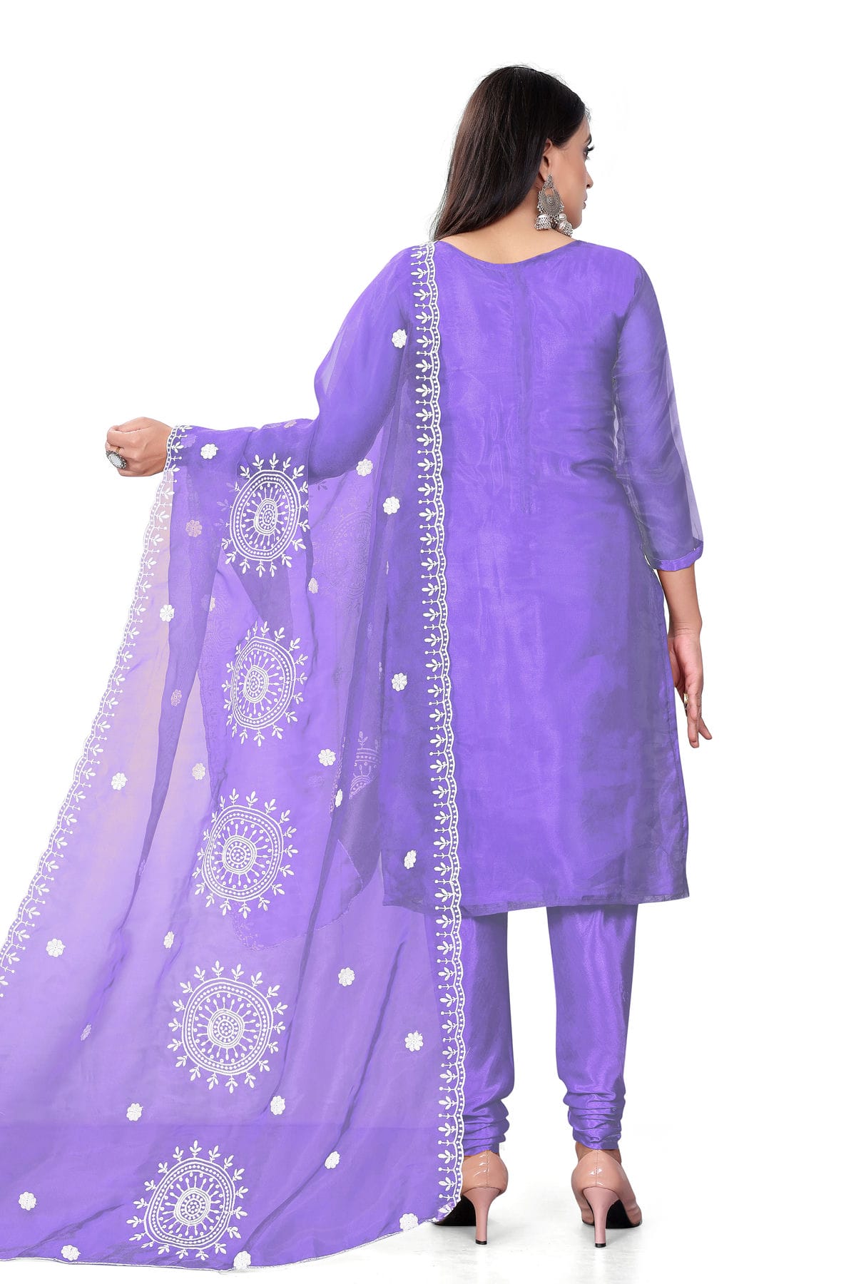 Purple Colour Unstitched Organza Churidar Suit VSUS1160710