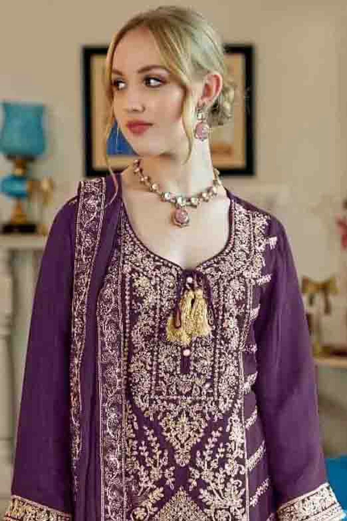 Purple Colour Vichitra Pakistani Suit VSSM1140843
