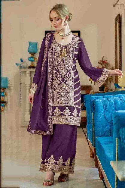 Purple Colour Vichitra Pakistani Suit VSSM1140843