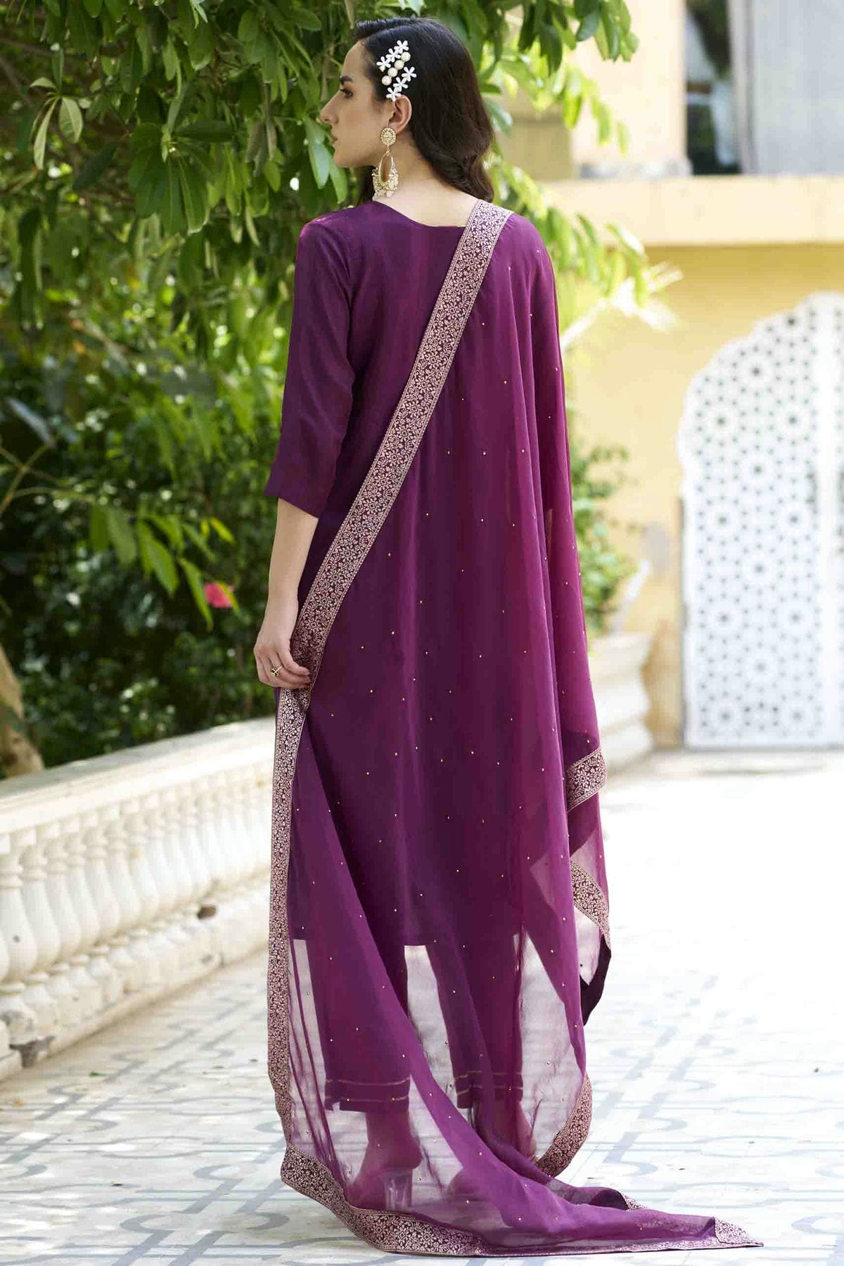 Purple Colour Viscose Rayon Woven Pant Style Suit VSSS1113623