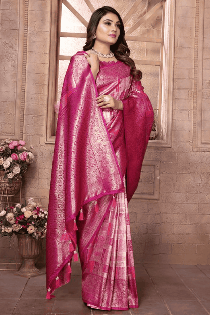 Purple Colour Woven Work Banarasi Chaturi Silk Traditional Saree