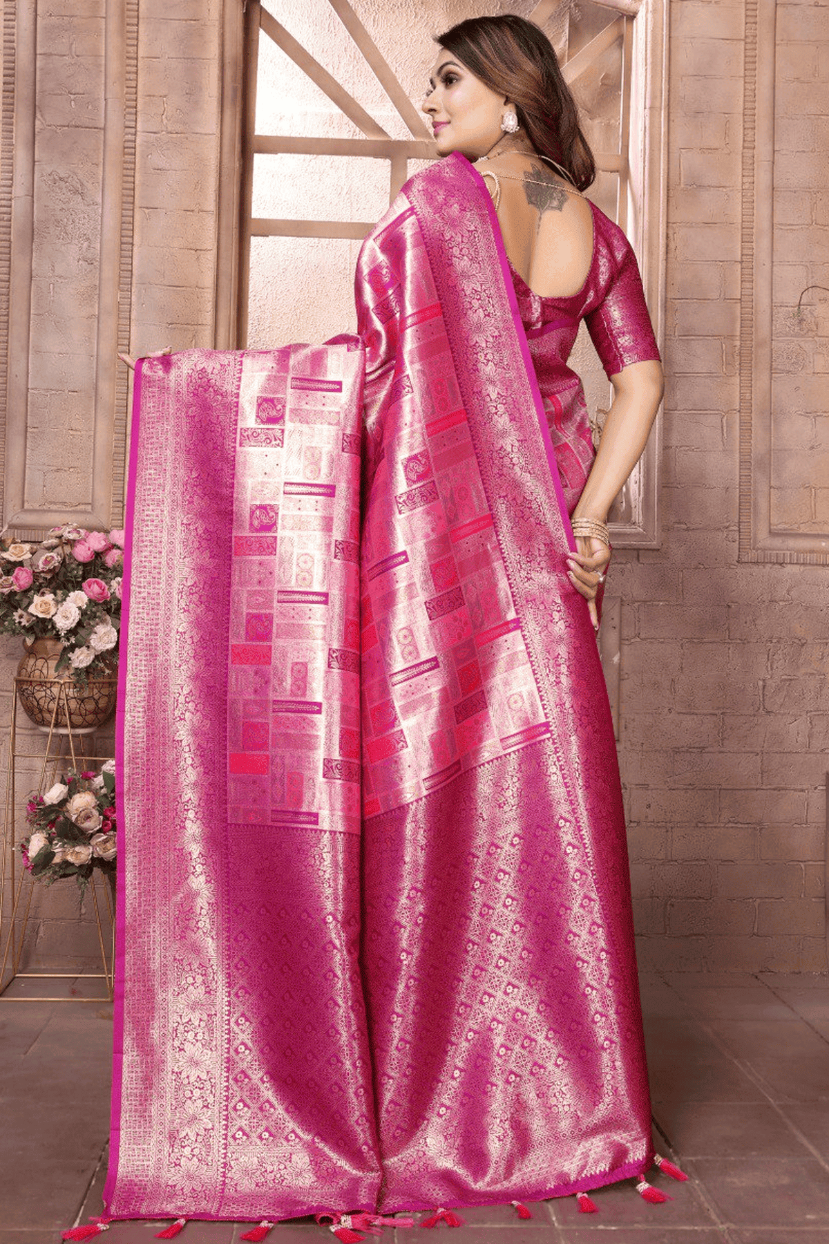 Purple Colour Woven Work Banarasi Chaturi Silk Traditional Saree