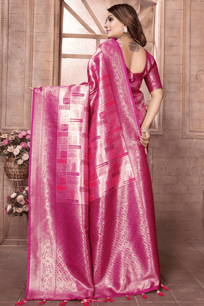 Purple Colour Woven Work Banarasi Chaturi Silk Traditional Saree