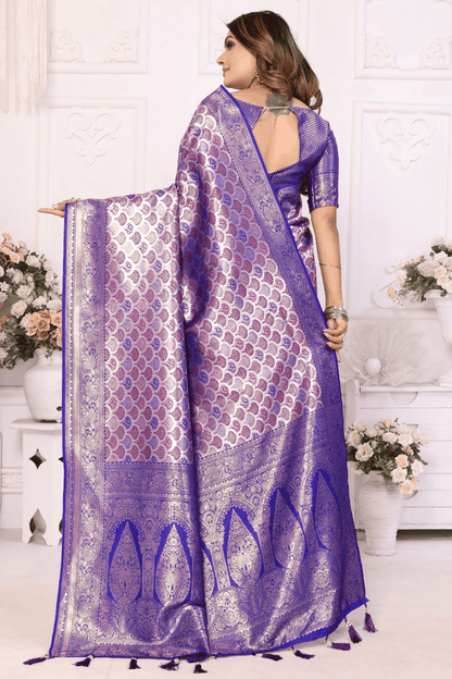 Purple Colour Woven Work Banarasi Silk Traditional Saree