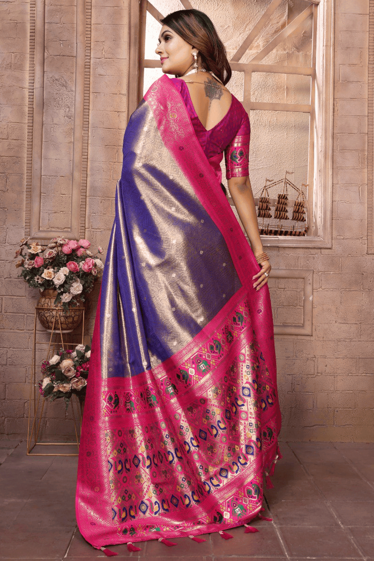 Purple Colour Woven Work Pure Banarasi Tissue Silk Traditional Saree