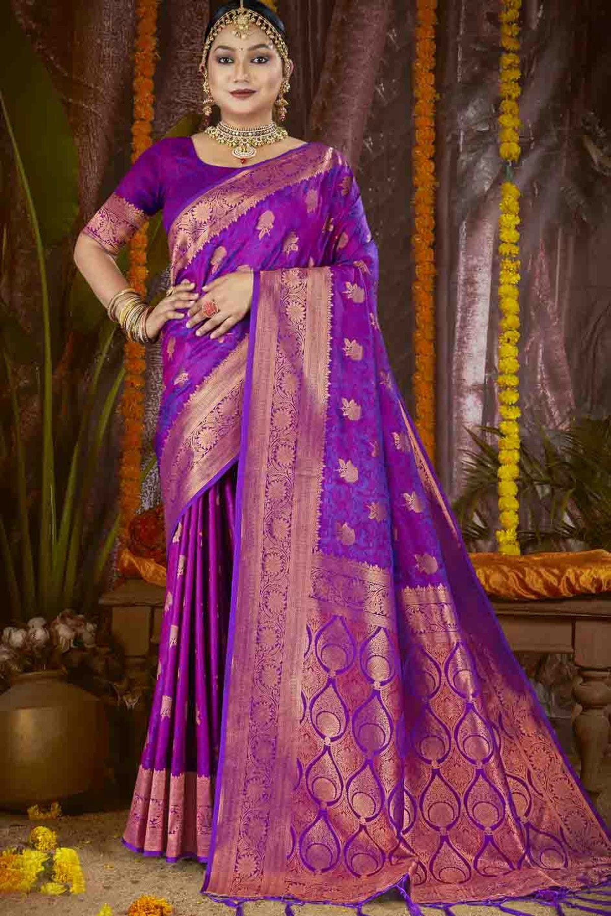 Purple Colour Woven Work Silk Traditional Saree VSSD1103425