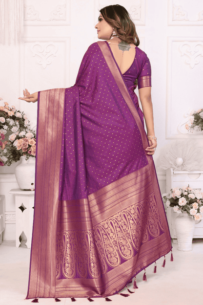 Purple Colour Woven Work Soft Silk Traditional Saree