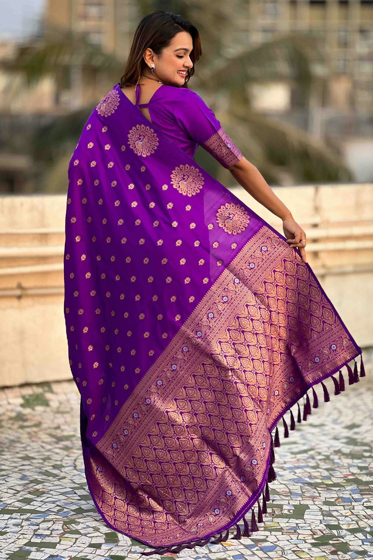 Purple Colour Zari Work Moonga Silk Traditional Sarees VSSD1113348