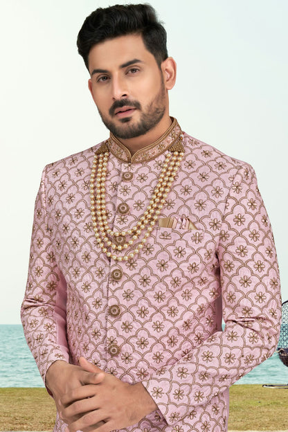 Purple Pink Colour Kora Shine Silk Sherwani VSSH1040522