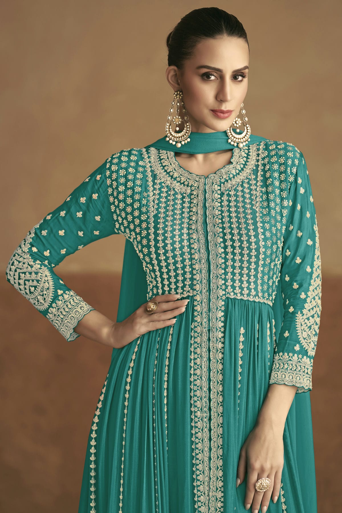 Rama Green Colour Chinon Pant Style Suit VSSM1140538
