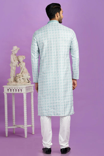 Rama Green Colour Cotton Pintex Work Kurta Pajama VSKP1230186