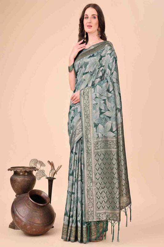 Rama Green Colour Cotton Printed Traditional Sarees VSSD1113772