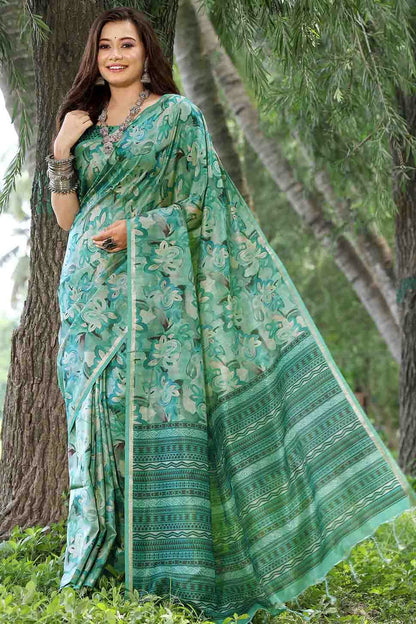 Rama Green Colour Cotton Silk Traditional Saree VSSD1260089