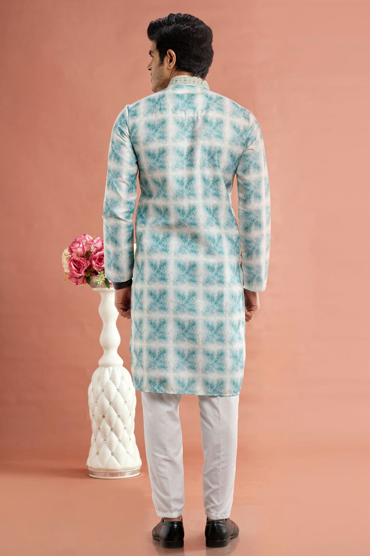 Rama Green Colour Cotton Thread Work Kurta Pajama VSKP1230176