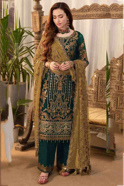 Rama Green Colour Faux Georgette Pakistani Suit VSSM1140882