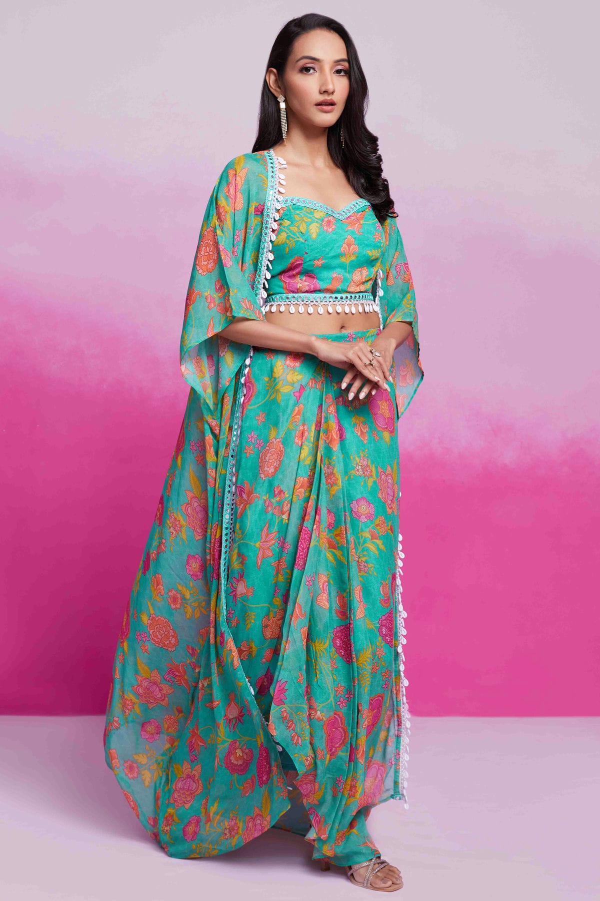 Rama Green Colour Georgette Co-Ord Set VSTP1080942