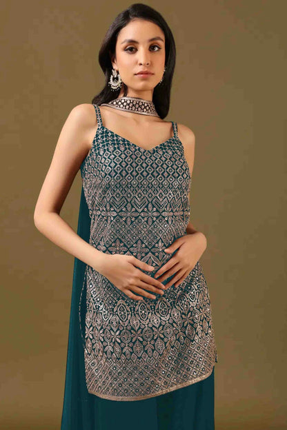 Rama Green Colour Georgette Stitched Sharara Suit VSSS1140985