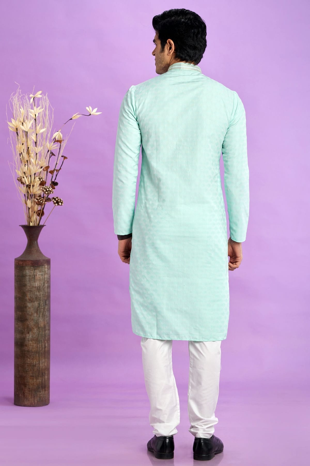 Rama Green Colour Jacquard Art Silk Pintex Work Kurta Pajama VSKP1230203