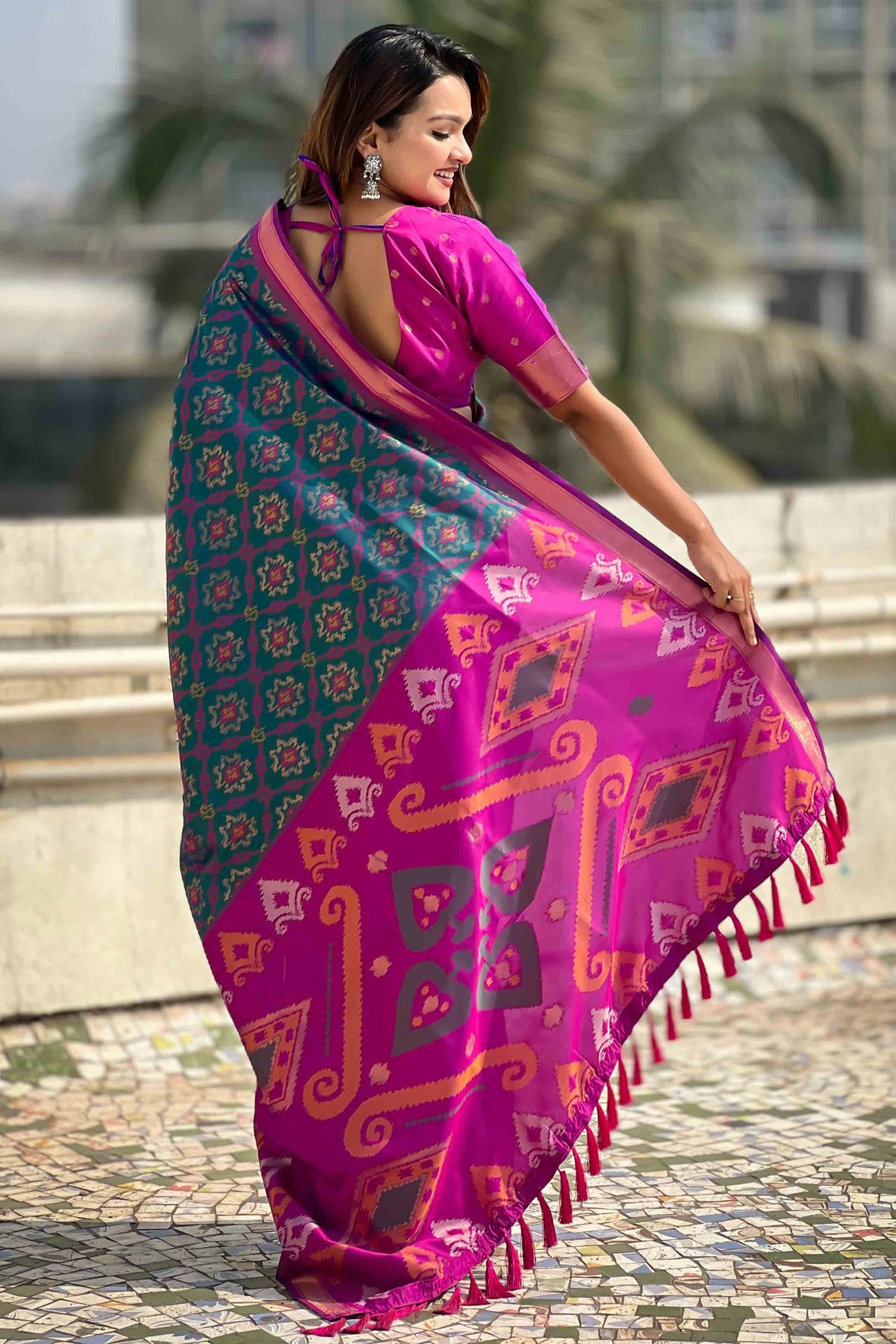 Rama Green Colour Patola Silk Traditional Saree
