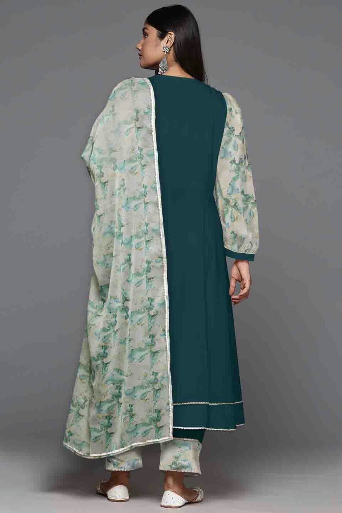 Rama Green Colour Poly Crepe Stitched Pant Style Suit VSSS1113795