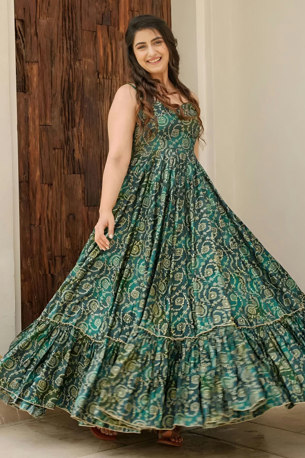 Rama Green Colour Rayon Fabric Stitched Gown VSGW1112357
