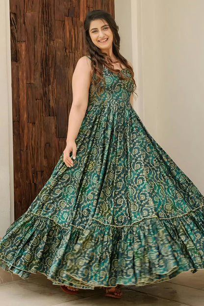 Rama Green Colour Rayon Fabric Stitched Gown VSGW1112357