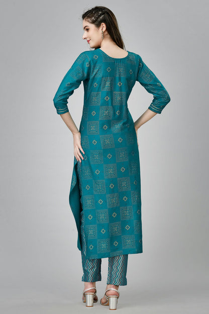 Rama Green Colour Rayon Kurta And Pant Set VSKR1111323