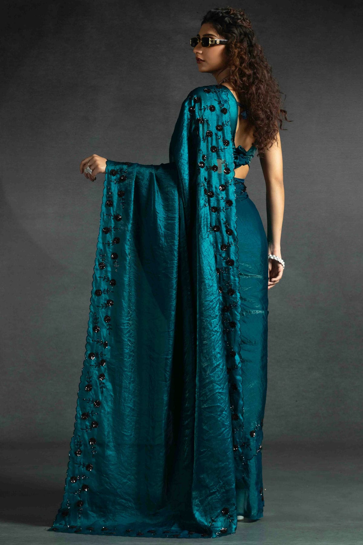 Rama Green Colour Satin Silk Designer Saree VSSD1121984