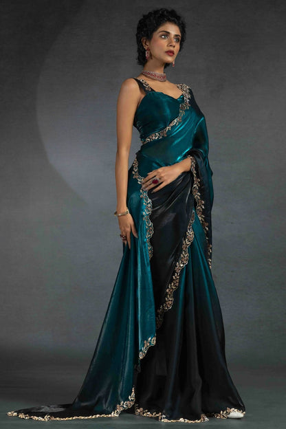 Rama Green Colour Satin Silk Designer Saree VSSD1122002