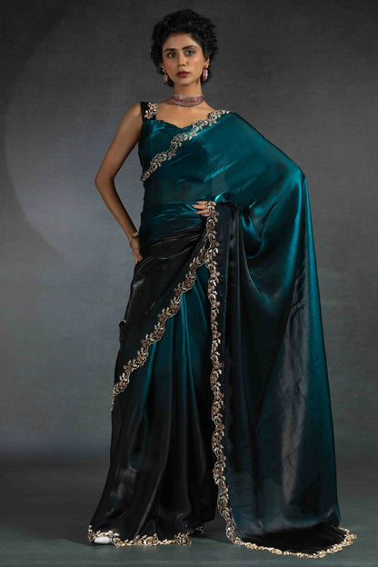 Rama Green Colour Satin Silk Designer Saree VSSD1122002