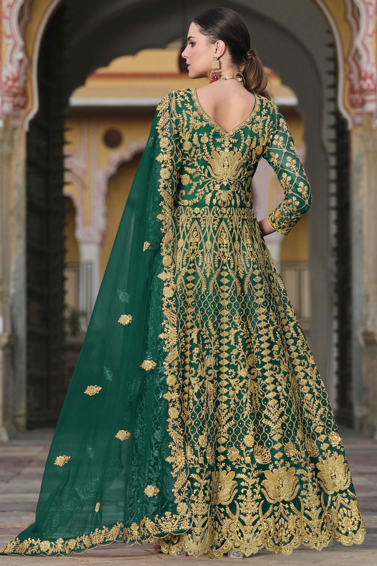 Rama Green Colour Semi Stitched Butterfly Net Anarkali Suit VSSM1140649