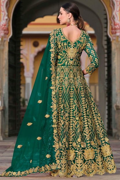 Rama Green Colour Semi Stitched Butterfly Net Anarkali Suit VSSM1140649