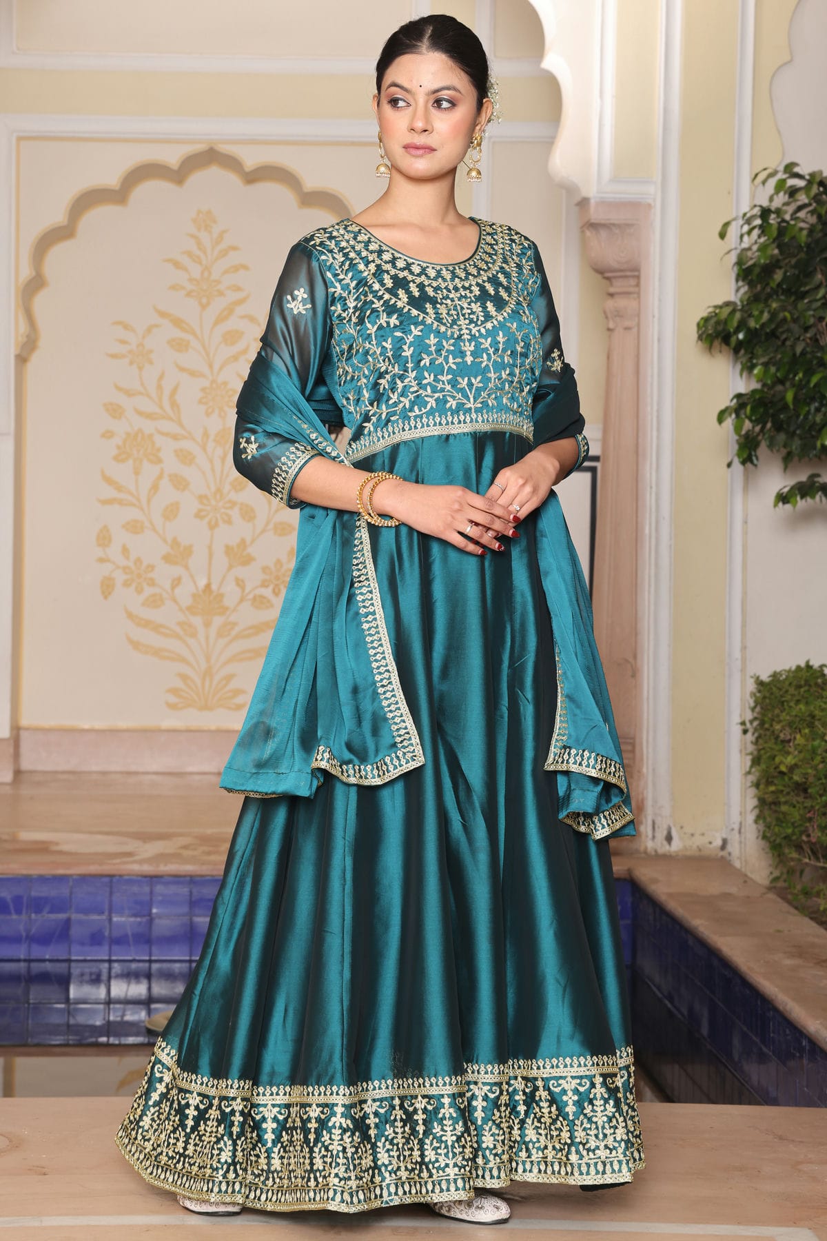 Rama-Green-Colour-Semi-Stitched-Rangoli-Silk-Anarkali-Suit-VSSM1170040