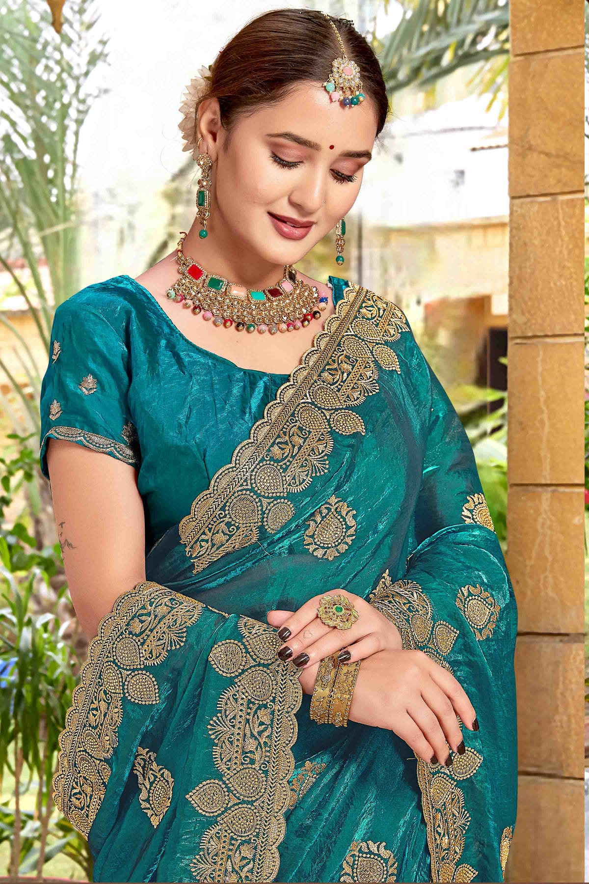 Rama Green Colour Silk Designer Saree VSSD1121975